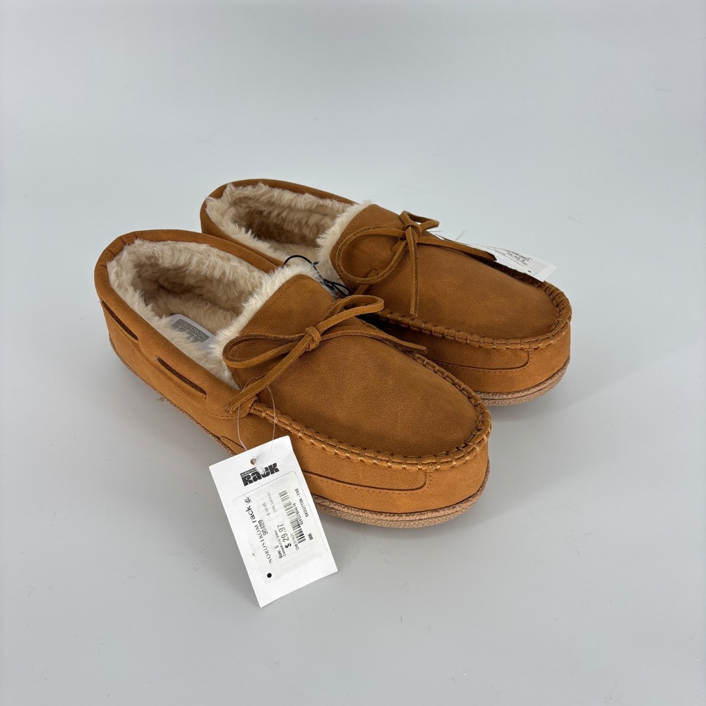 New Nordstrom Rack Dutton Faux Shearling Slipper Chestnut Tan Men Size Small 7-8